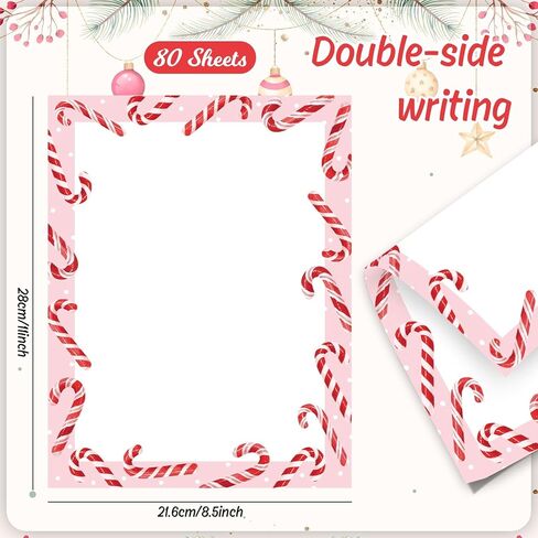 Whaline 80 Sheet Christmas Stationery Paper Letterhead Vintage Xmas Tree Holly Berry Writing Paper for Invitation Office Printing, 8.5 x 11 Inch, Double-Sided in Saudi Arabia
