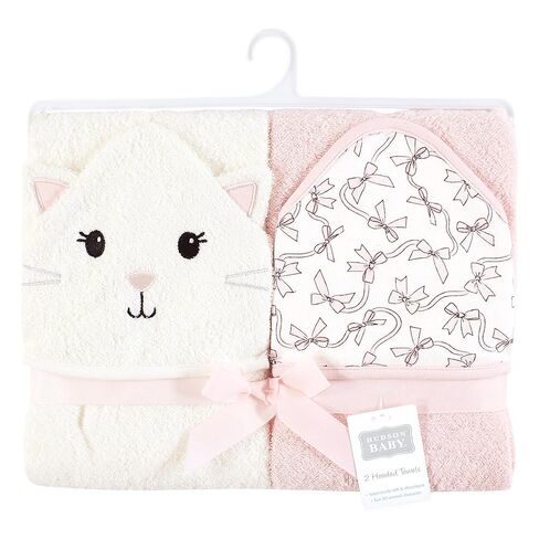 Hudson Baby Unisex Baby Cotton Animal Face Hooded Towel, Brown Bear 2-Pack, One Size in Kuwait