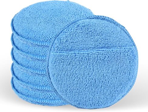 6PCS Wax Applicator Pads, 5" Microfiber Applicator Pad with Finger Pocket, Foam Buffing Pad for Car Detailing & Cleaning in Saudi Arabia