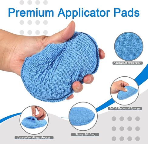 6PCS Wax Applicator Pads, 5" Microfiber Applicator Pad with Finger Pocket, Foam Buffing Pad for Car Detailing & Cleaning in Saudi Arabia