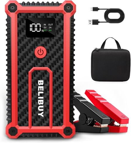 3000A Peak Portable Car Battery Booster Jump Starter Battery Pack – for 12V Vehicles (Up to 6L Gas & 4L Diesel Engines), with USB Ports, LED Light, LCD Display in Kuwait