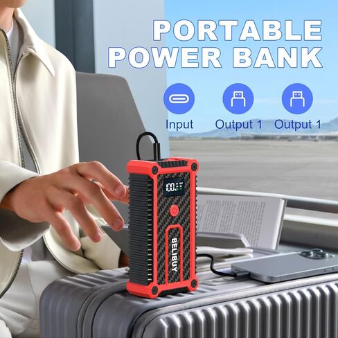 3000A Peak Portable Car Battery Booster Jump Starter Battery Pack – for 12V Vehicles (Up to 6L Gas & 4L Diesel Engines), with USB Ports, LED Light, LCD Display in Kuwait