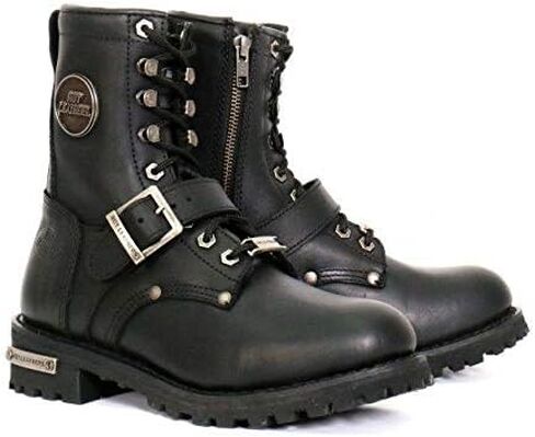 Hot Leathers BTL1001-GROUP حذاء جلدي للسيدات بطول 7 بوصات مع إبزيم - أسود - 10 in Saudi Arabia