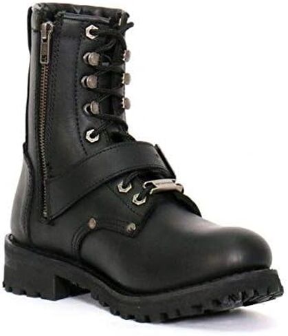 Hot Leathers BTL1001-GROUP حذاء جلدي للسيدات بطول 7 بوصات مع إبزيم - أسود - 10 in Saudi Arabia