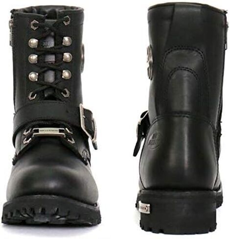 Hot Leathers BTL1001-GROUP حذاء جلدي للسيدات بطول 7 بوصات مع إبزيم - أسود - 10 in Saudi Arabia