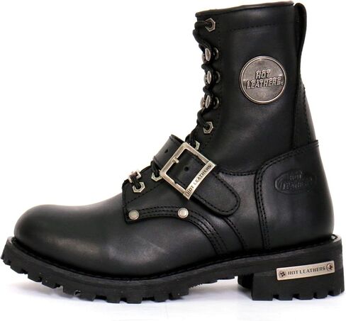 Hot Leathers BTL1001-GROUP حذاء جلدي للسيدات بطول 7 بوصات مع إبزيم - أسود - 10 in Saudi Arabia