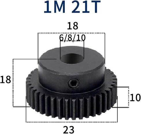 حفز والعتاد 1M 21الأسنان 45# الصلب تتحمل 6mm 8mm 10mm 1/2/3-7Pcs (10mm، 5pcs 1M 21 الأسنان) in Kuwait