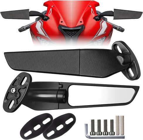 Motorcycle Mirrors Large Size Stealth Wind Wing Side Fit For 2025 Kawasaki Ninja 650/500/400/300,ZX6R/ZX10R/ZX4RR/ZX14R & Suzuki GSXR 1000/600/750 in Saudi Arabia