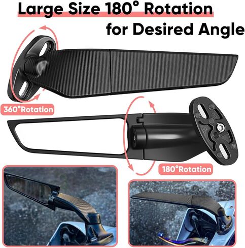 Motorcycle Mirrors Large Size Stealth Wind Wing Side Fit For 2025 Kawasaki Ninja 650/500/400/300,ZX6R/ZX10R/ZX4RR/ZX14R & Suzuki GSXR 1000/600/750 in Saudi Arabia