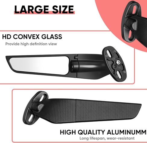Motorcycle Mirrors Large Size Stealth Wind Wing Side Fit For 2025 Kawasaki Ninja 650/500/400/300,ZX6R/ZX10R/ZX4RR/ZX14R & Suzuki GSXR 1000/600/750 in Saudi Arabia