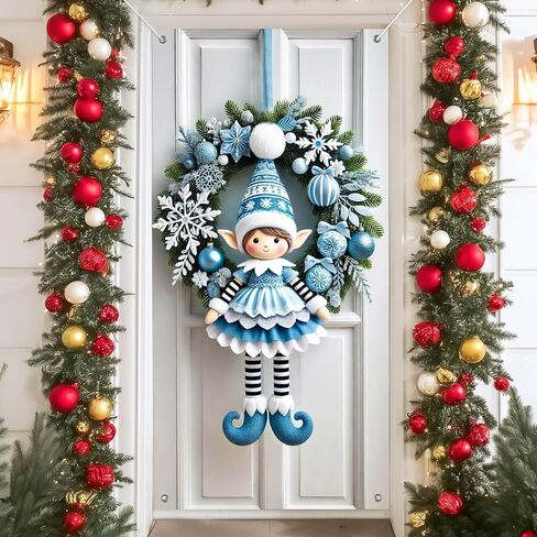 IVN Snow Friends Group شريط أحمر غطاء باب أخضر لتزيين 71 × 35 في لافتة العطلات، خلفية صورة مشرقة وودية للاستخدام الداخلي والخارجي لديكورات حفلات الباب الأمامي in Kuwait