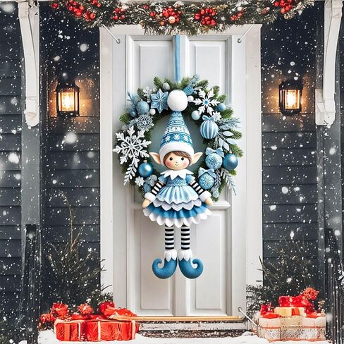 IVN Snow Friends Group شريط أحمر غطاء باب أخضر لتزيين 71 × 35 في لافتة العطلات، خلفية صورة مشرقة وودية للاستخدام الداخلي والخارجي لديكورات حفلات الباب الأمامي in Kuwait