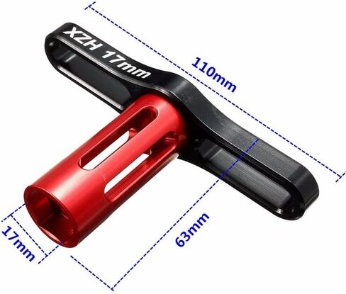 Venta Caliente XZH rueda tuercas hexagonales Llave de Manga 17mm herramientas de Metal RC coche 1/8 Negro y Rojo - (Color: Red) in Saudi Arabia