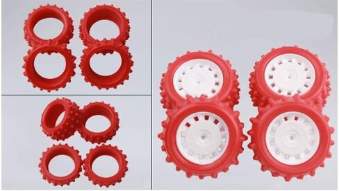 2 Sets DD Mini 4WD Car Nail Tires TEP Needle Spiked Tire Spare Parts for 1/32 Model Off Road Cars - (Color: red) in Saudi Arabia