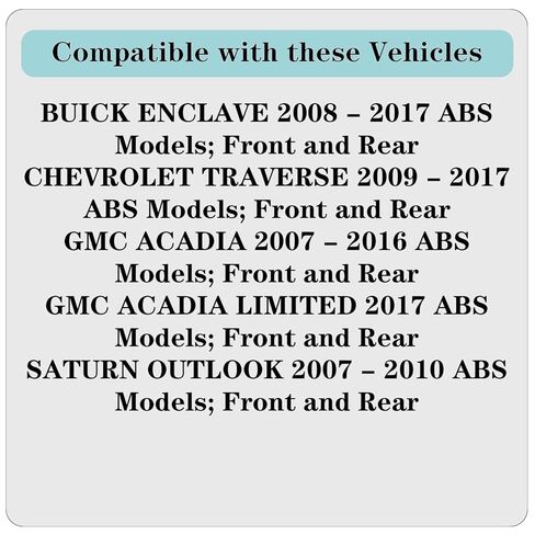 513277 Front/Rear Wheel Bearing and Hub Assembly for 08-17 Buick Enclave, 09-17 Chevy Traverse, 07-16 GMC Acadia, 07-10 Saturn Outlook 6 Lugs w/ABS in Saudi Arabia
