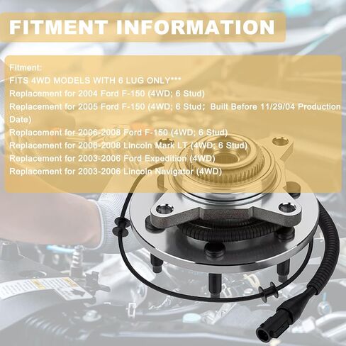 515079 زوج 2 محور العجلة الأمامية ومجموعة المحمل لـ 2004-2008 Ford F-150، 2003-2006 Ford Expedition، Lincoln Navigator (4WD) in Saudi Arabia