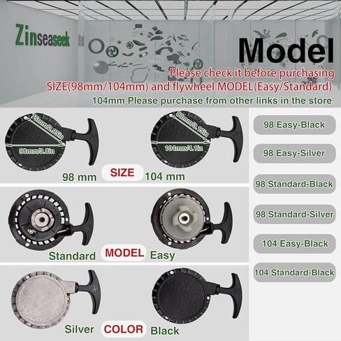 98mm Easy Recoil Pull Starter Start fit for 43cc 47cc 49cc 2 Stroke 50cc 63cc 70cc Small 4 Stroke Engine Lawn Mower Motor Kart Pocket Bike Mini Moto Kid Bike ATV Quad Wheeler in Saudi Arabia