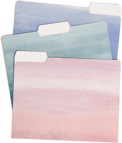 U Brands Moroccan File Folders, Office Supplies, 1/3-Cut Tabs in Assorted Positions, Letter Size, Black and White, 9 Count in Kuwait