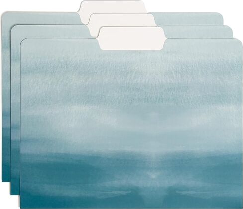 U Brands Moroccan File Folders, Office Supplies, 1/3-Cut Tabs in Assorted Positions, Letter Size, Black and White, 9 Count in Kuwait