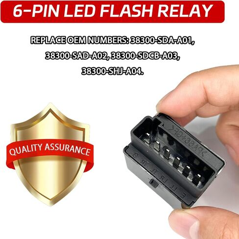 مرحل فلاش LED، مرحل ومضي 6 دبوس لاستبدال إشارة الانعطاف LED #38300-SDA-A01، 38300-SDB-A03، مرحلات إشارة الانعطاف المتوافقة مع Honda Accord 2003-2007 Ridgeline 2006-2014 Odyssey in Saudi Arabia