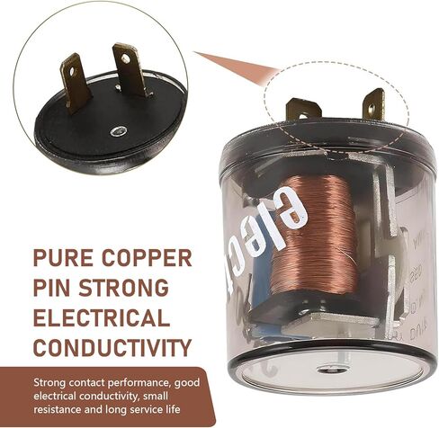 2PCS 2 Pin Electronic Flasher Relay 12V, Cold-Resistant & Heat-Resistant Turn Signal Relay, High-Conductivity Copper Coil Flasher with Sealed Thickened Shell, for Most Vehicles (Black) in Kuwait