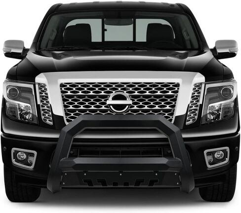 7422440729755 متوافق مع 2016 2017-2024 Titan Matte Black AVT Style Angular Bull Bar Guard مع لوحة انزلاقية in Saudi Arabia