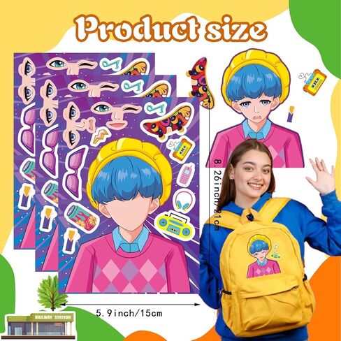 24pcs تصنع ملصقات غرزة على الوجه للأطفال ، مختلطة ومطابقة مع 8 أحرف (3 من كل) ، اصنع ملصقًا خاصًا بالأطفال المراهقين ، ومكافأة ، ديكور (غرزة 24pcs) in Kuwait