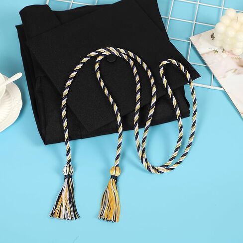 10 قطع من حبال الشرف للتخرج مع شرابات من البوليستر المجدول لتزيين حفلات التخرج مقاس 68 بوصة (أبيض وذهبي وأزرق داكن) in Kuwait