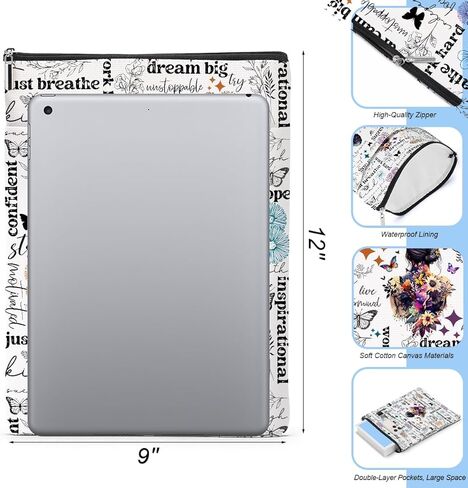 Inspirational for Women Book Lovers Gifts,Book Sleeve, Butterfiy Gifts Affirmational Books Bag for Paperbacks with Zipper Front Pocket Bookish Accessories Christmas Graduation in Saudi Arabia