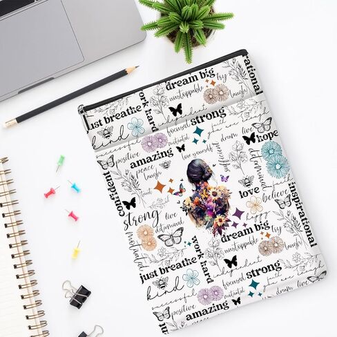 Inspirational for Women Book Lovers Gifts,Book Sleeve, Butterfiy Gifts Affirmational Books Bag for Paperbacks with Zipper Front Pocket Bookish Accessories Christmas Graduation in Saudi Arabia