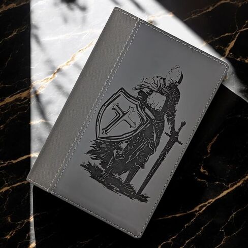 Personalized Large Print NIV Bible | Armor of God Knight and Custom Name Engraved on the Cover | Black Gray Leathersoft Custom Engraved Bible | Personalized Baptism Gift and Religious Keepsake in Saudi Arabia