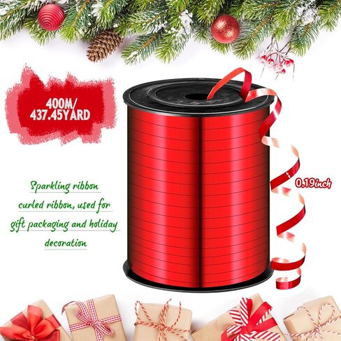 Civaner 4 Rolls 1750 Yards Christmas Curly Ribbon String Ribbons Metallic Gold Silver Red Green Shiny Ribbons for Gift Wrapping Holiday Decoration in Saudi Arabia