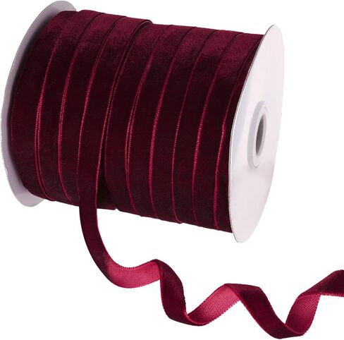50 Yards Burgundy Velvet Ribbon 3/8 Inch for Gift Wrapping Wedding Flower Bouquets Wreath Bow DIY Project Making (Burgundy) in Saudi Arabia