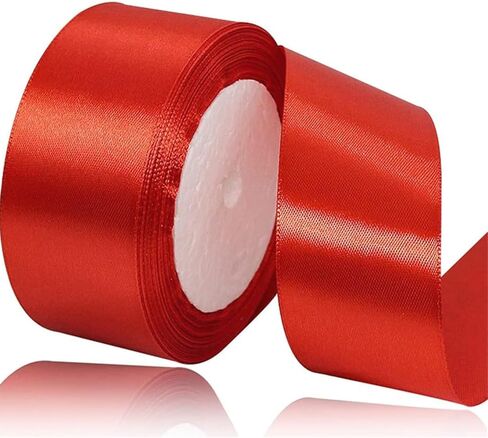 1 Roll Red Satin Ribbon 1-1/2 Inchx25 Yds - Vibrant Double-Faced Fabric for Christmas Gifts, Wedding Bows, Valentine's Day Decor Party Decorations in Saudi Arabia