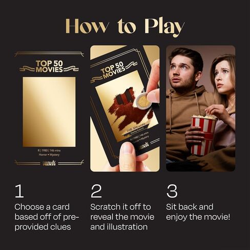 بطاقات خدش ليلة الفيلم المميزة - هدايا لمحبي الأفلام - التردد في نهاية ليلة الفيلم مع أفلام من أفضل قواعد البيانات - رسوم توضيحية مذهلة - هدية لصديق الزوج - أفكار هدايا للأزواج in Kuwait