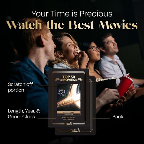 بطاقات خدش ليلة الفيلم المميزة - هدايا لمحبي الأفلام - التردد في نهاية ليلة الفيلم مع أفلام من أفضل قواعد البيانات - رسوم توضيحية مذهلة - هدية لصديق الزوج - أفكار هدايا للأزواج in Kuwait