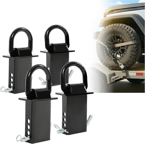 4 قطع جيب أوتاد عالي التحمل على شكل حرف D بوزن 5400 رطل قابل للتعديل جيب أوتاد مقطورة متوافق مع جيوب أوتاد قياسية 2 × 4 بوصة، أسود in Kuwait