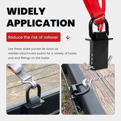 4 قطع جيب أوتاد عالي التحمل على شكل حرف D بوزن 5400 رطل قابل للتعديل جيب أوتاد مقطورة متوافق مع جيوب أوتاد قياسية 2 × 4 بوصة، أسود in Kuwait