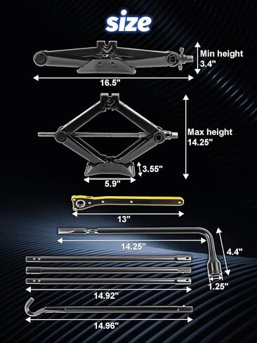 Spare Tire Repair Tool Kit for 2 Ton Car Tire Repair Kit fit Silverado/Sierra (2000-2014) with Spare Tire Jack Handle and Wheel Lug Wrench Emergency Kit，Replace 22969377 20782708 in Kuwait