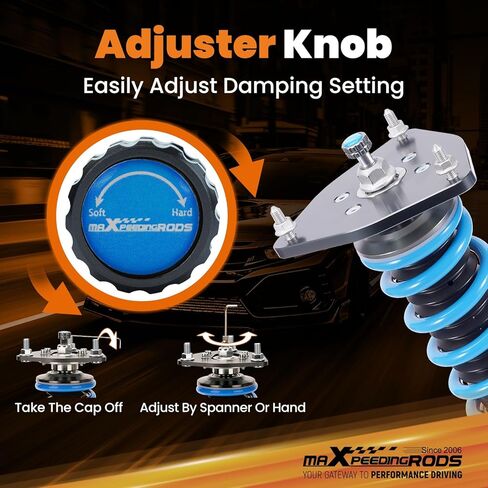 maxpeedingrods Coilover لنيسان ألتيما 2013-2018، لنيسان ماكسيما 2015-2023، 24 مستوى مثبط قابل للتعديل كويلوفيرس طقم تعليق تبختر، ارتفاع قابل للتعديل T6 مجموعات خفض مطورة أزرق in Kuwait
