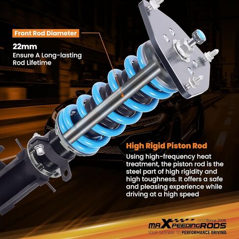 maxpeedingrods Coilover لنيسان ألتيما 2013-2018، لنيسان ماكسيما 2015-2023، 24 مستوى مثبط قابل للتعديل كويلوفيرس طقم تعليق تبختر، ارتفاع قابل للتعديل T6 مجموعات خفض مطورة أزرق in Kuwait