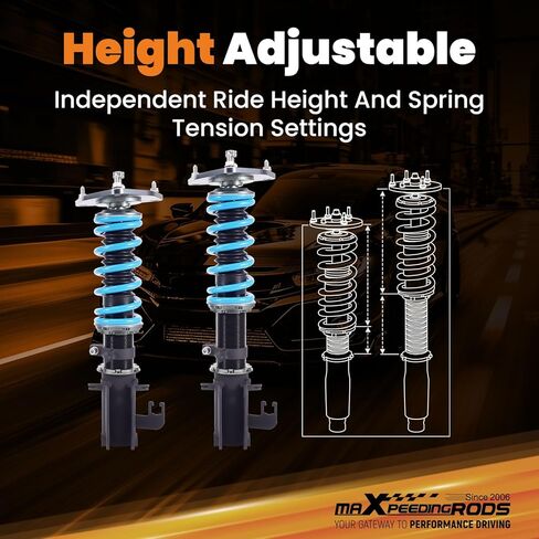 maxpeedingrods Coilover لنيسان ألتيما 2013-2018، لنيسان ماكسيما 2015-2023، 24 مستوى مثبط قابل للتعديل كويلوفيرس طقم تعليق تبختر، ارتفاع قابل للتعديل T6 مجموعات خفض مطورة أزرق in Kuwait
