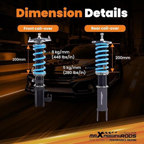 maxpeedingrods Coilover لنيسان ألتيما 2013-2018، لنيسان ماكسيما 2015-2023، 24 مستوى مثبط قابل للتعديل كويلوفيرس طقم تعليق تبختر، ارتفاع قابل للتعديل T6 مجموعات خفض مطورة أزرق in Kuwait