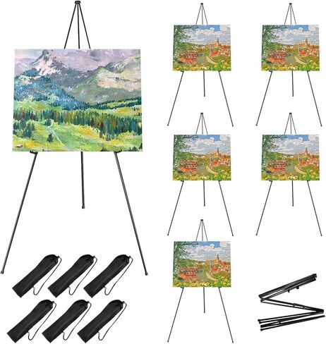 Folding Display Easel Stand, 63" Tall Floor Poster Easel, Adjustable Telescoping Art Easel, Easy Assembly, 1Pack in Saudi Arabia