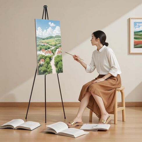 Folding Display Easel Stand, 63" Tall Floor Poster Easel, Adjustable Telescoping Art Easel, Easy Assembly, 1Pack in Saudi Arabia