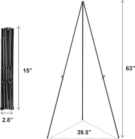 Folding Display Easel Stand, 63" Tall Floor Poster Easel, Adjustable Telescoping Art Easel, Easy Assembly, 1Pack in Saudi Arabia
