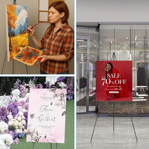 Folding Display Easel Stand, 63" Tall Floor Poster Easel, Adjustable Telescoping Art Easel, Easy Assembly, 1Pack in Saudi Arabia