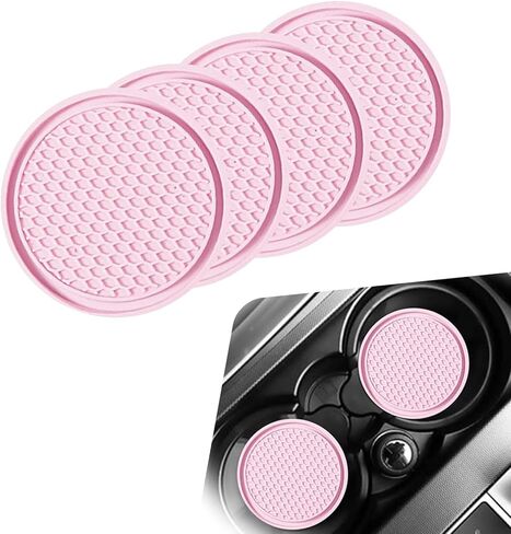 Car Cup Coaster, Universal Non-Slip Cup Holder Coasters for Car, Honeycomb Embedded Decorative Silicone Coasters, Cars Interior Decorative Accessories (Black) in Kuwait