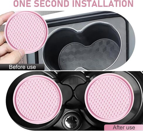 Car Cup Coaster, Universal Non-Slip Cup Holder Coasters for Car, Honeycomb Embedded Decorative Silicone Coasters, Cars Interior Decorative Accessories (Black) in Kuwait