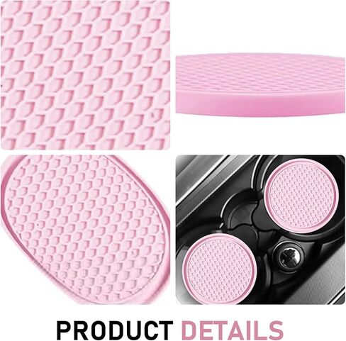 Car Cup Coaster, Universal Non-Slip Cup Holder Coasters for Car, Honeycomb Embedded Decorative Silicone Coasters, Cars Interior Decorative Accessories (Black) in Kuwait